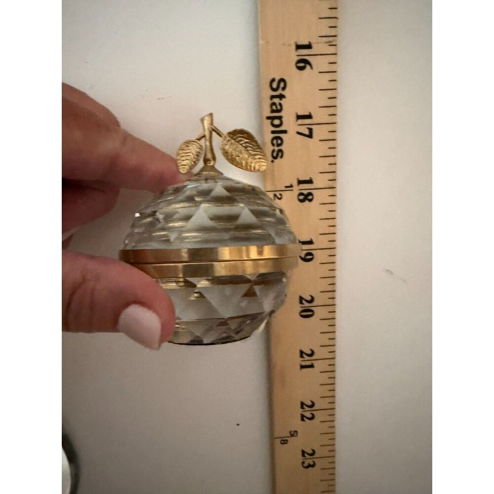 Vtg. Swarovski crystal apple with gold tone stem